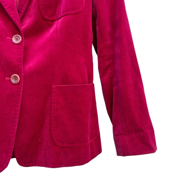 MaxMara Velvet Blazer Women’s Sz 8 Red Maroon Berry - Pointed Collar, 2 Buttons - Picture 11 of 16
